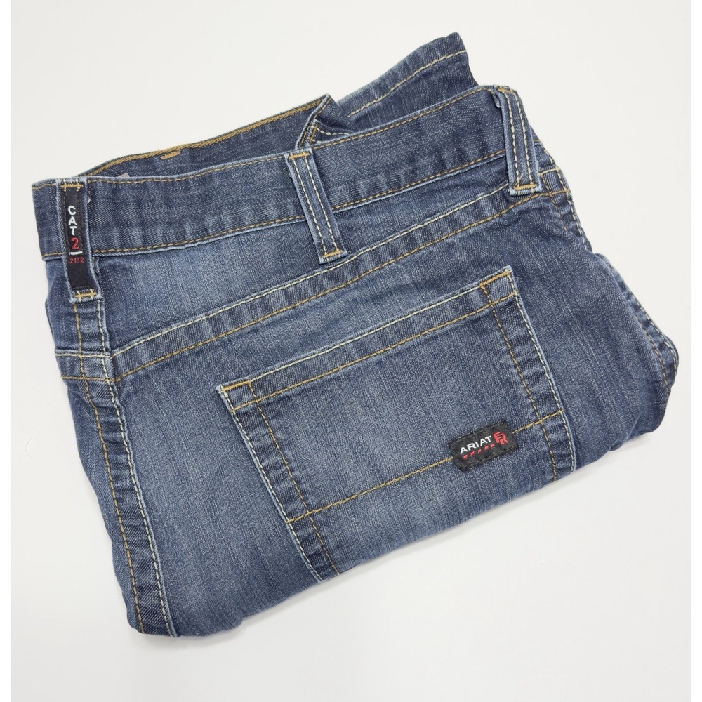 Ariat FR M5 Straight Leg Jeans Men's 40x30 Flame Resistant Cat 2 Blue Cotton USA